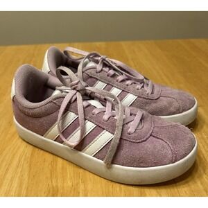 Adidas Grand Court Shoes Sneakers Girls' Pink‎ Suede Ties Youth Size 1